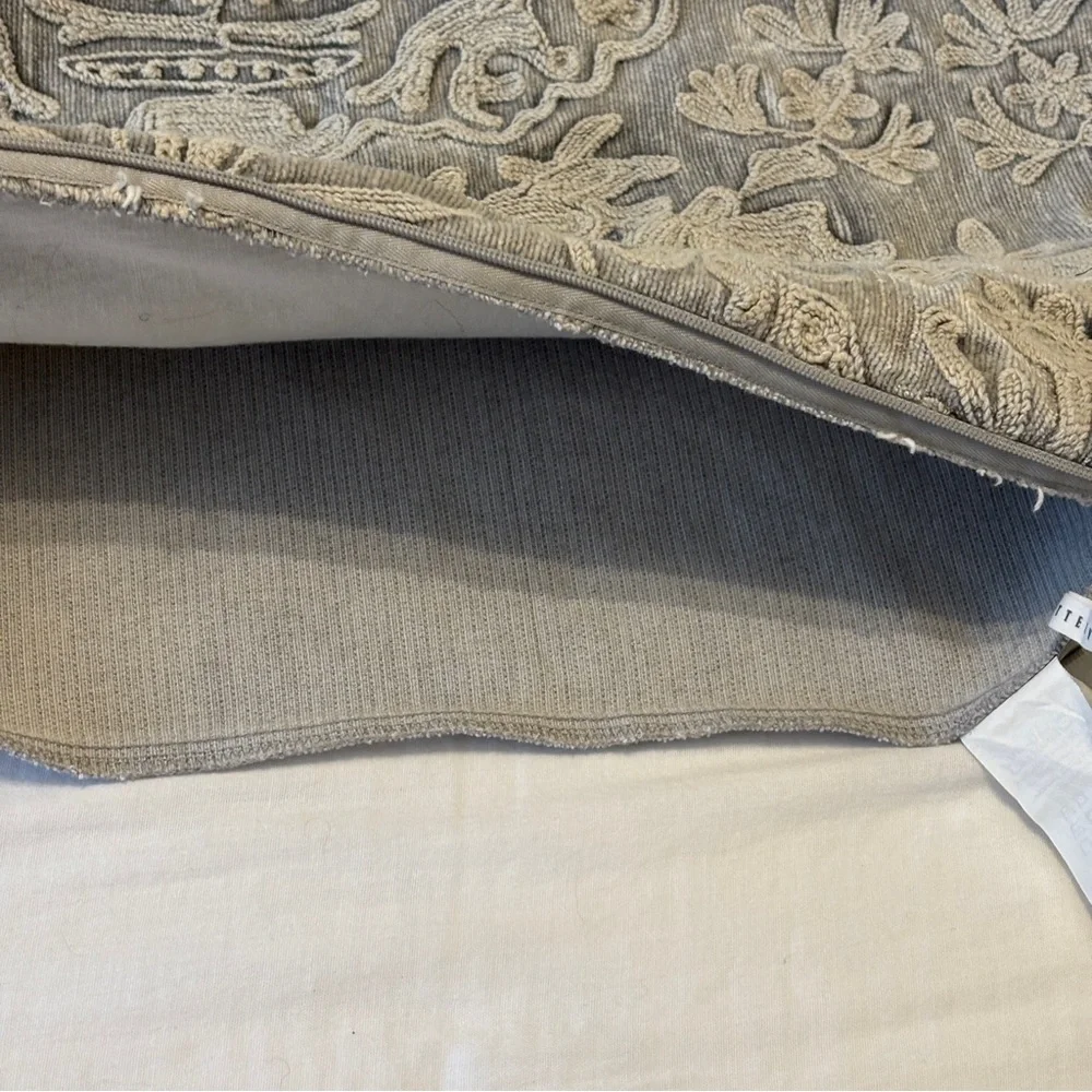 Pottery Barn Embroidered Damask Gray Euro Pillow Sham 22